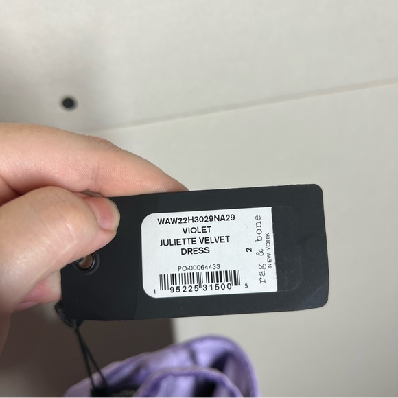 NWT Rag & Bone Juliette Velvet Violet Mini Dress Size 2 - Picture 9 of 11